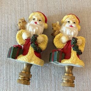 Vintage rare find ceramic Santa lamp toppers!!